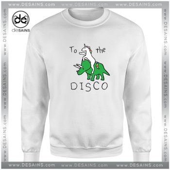 Cheap Graphic Sweatshirt To The Disco Unicorn Riding Triceratops