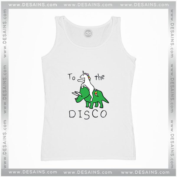 Cheap Graphic Tank Top To The Disco Unicorn Riding Triceratops