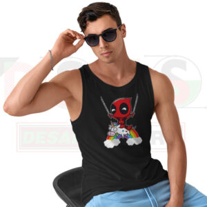 Deadpool Riding a Unicorn Tank Top – Funny Superhero Graphic