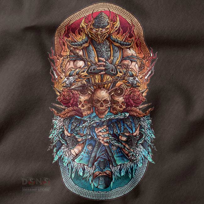 Gamer crewneck with fire and ice battle graphic