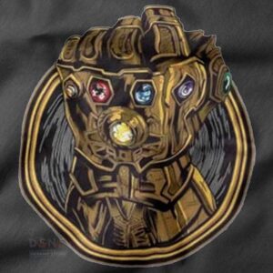 Marvel Infinity War Thanos hand illustration on black T-shirt