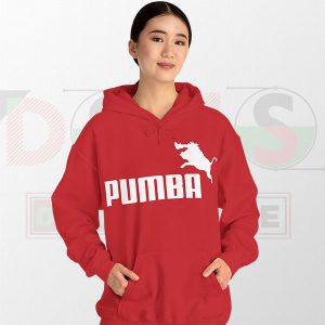 Womens Red Hoodie Pumba Logo Puma Parody Funny