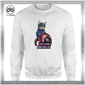 Cheap Graphic Sweatshirt Catvengers Cat Captain America