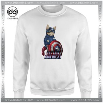 Cheap Graphic Sweatshirt Catvengers Cat Captain America