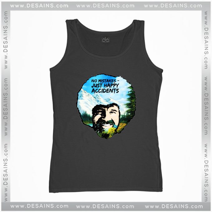 Cheap Graphic Tank Top Bob Ross No Mistakes Just Happy Accidents