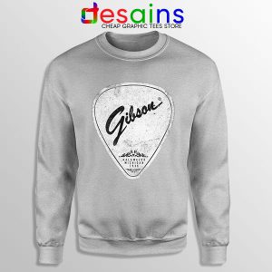 Classic Gibson Guitars Acoustic Pick SPort Grey Sweatshirt Vintage