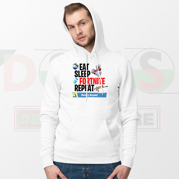 Eat Sleep Fortnite Repeat Hoodie – Gamer Battle Royale Graphic