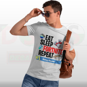 Eat Sleep Fortnite Repeat T-Shirt – Gamer Battle Royale Tee