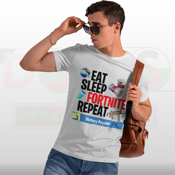 Eat Sleep Fortnite Repeat T-Shirt – Gamer Battle Royale Tee