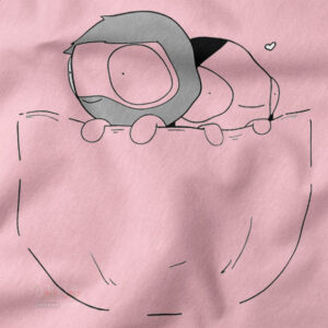 Funny kawaii cat pocket T-shirt streetwear style