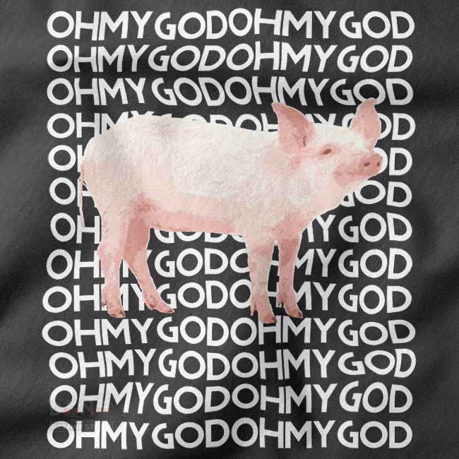 Funny pig graphic sweatshirt Oh My God meme apparel