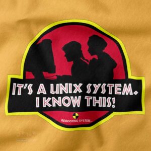 Unix System Park dinosaur parody tank top programmer shirt