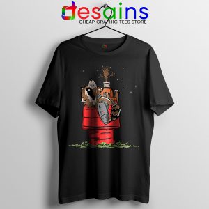 Peanuts Guardians of Galaxy 3 Black Tshirt Rocket and Groot