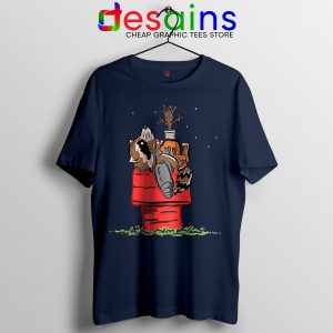 Peanuts Guardians of Galaxy 3 Navy Tshirt Rocket and Groot