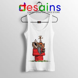 Peanuts Guardians of Galaxy 3 White Tank Top Rocket Groot Snoopy