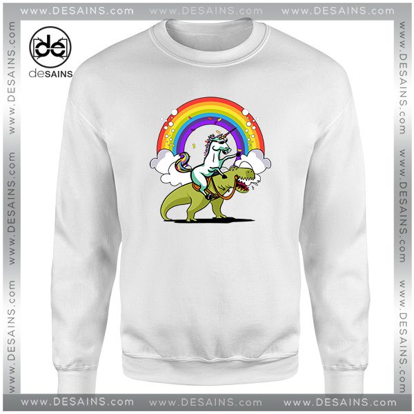 Unicorn Dinosaur Coloring Sweatshirt Riding TRex Rainbow