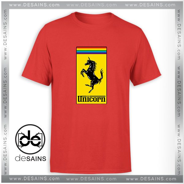 Cheap Graphic Tee Shirt Gay Pride Month Ferrari Logo Unicorn Size S-3XL