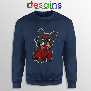 Funny Marvel Navy Sweatshirt Corgi Puppies CorgiPool Deadpool