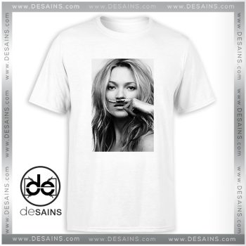 Celebrity 90s Tee Shirt Kate Moss Mustache Funny Pose