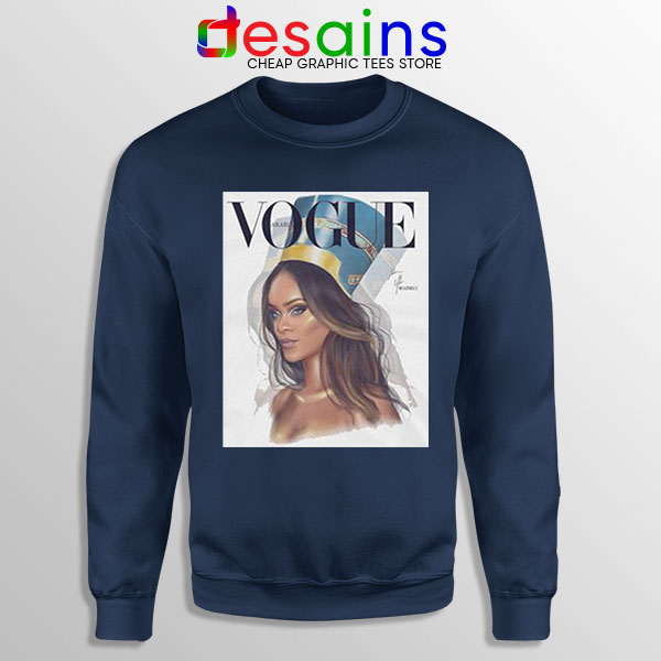 Cover Art Sweatshirt Navy Rihanna Queen Vogue