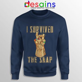 Infinity Gauntlet Sweatshirt Navy Thanos I Survived The Snap
