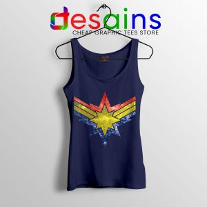 Movie Tank Top Navy Captain Marvel Punch Holes in the Sky