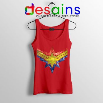 Movie Tank Top Red Captain Marvel Punch Holes in the Sky