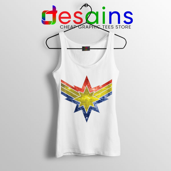 Movie Tank Top White Captain Marvel Punch Holes in the Sky
