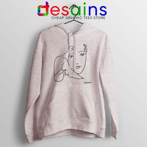 Paint Hoodie Sport Grey Picasso Woman with Dove Sketch Art