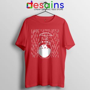 Studio Ghibli Character Tee Shirt Red Totoro Umbrella Rainy Day