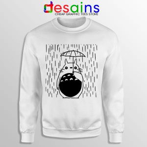 Studio Ghibli Sweatshirt White Totoro Umbrella Rainy Day