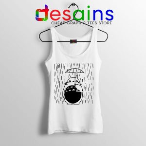 Studio Ghibli Tank Top White Totoro Umbrella Rainy Day