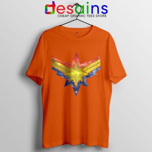 Tee Shirt Orange Captain Marvel Punch Holes in the Sky Brie Larson