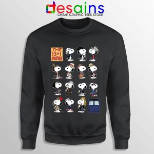 Sweatshirt BLack Doctor Who Snoopy Peanuts 13 Dogtors