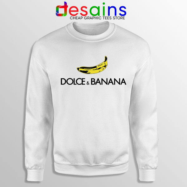 Sweatshirt White Funny Dolce and Banana Italian Fashion