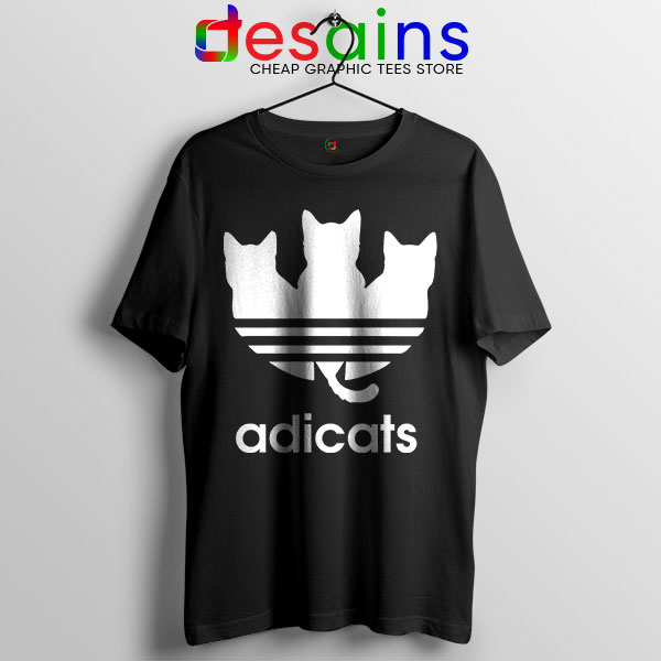 Tshirt Black Adicats Adidas Cat Funny Logo Three Stripes Breeds