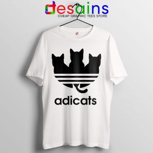 Tshirt White Adicats Adidas Cat Funny Logo Three Stripes Breeds