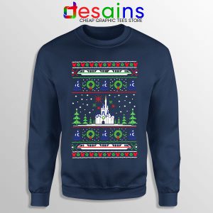 Ugly Sweatshirt Navy Castle Disney Christmas Lights Fairytale