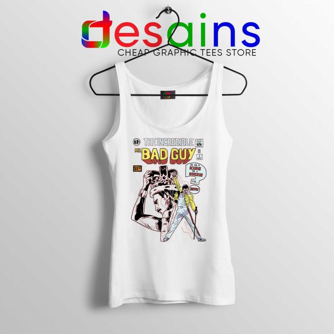 Freddie Mercury Queen Tank Top Mr Bad Guy White