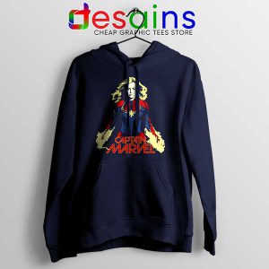 Hoodie Navy Captain Marvel Brie Larson Poster The Marvels