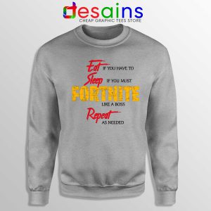 Sweatshirt Eat Sleep Fortnite Repeat Crewneck Sport Grey