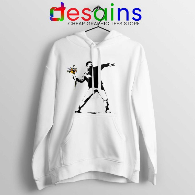 Hoodie Cool Banksy Flower Thrower Stencil Political Protest