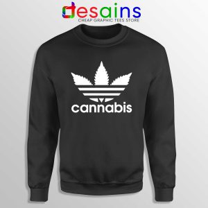 Buy Sweatshirt Cannabis Leaf Adidas Crewneck Funny Adidas Black