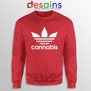 Buy Sweatshirt Cannabis Leaf Adidas Crewneck Funny Adidas Red