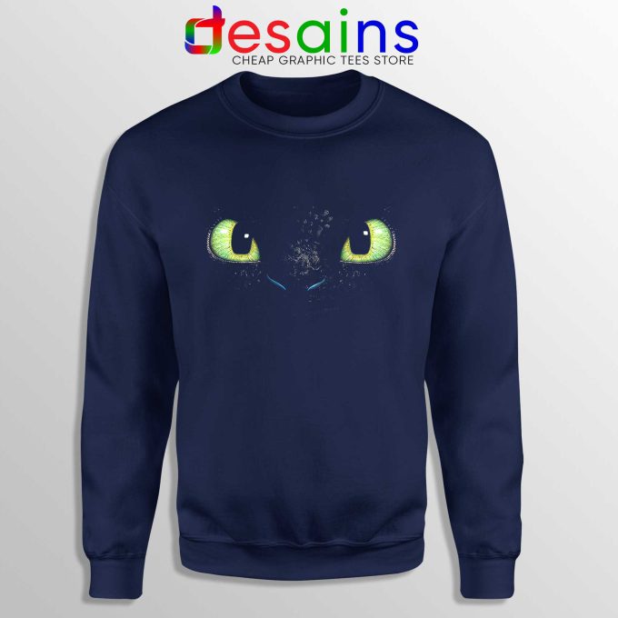 Buy Sweatshirt Toothless Eyes Crewneck How to Train Your Dragon Navy Blue