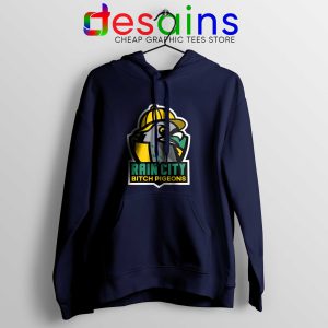 Cheap Rain City Bitch Pigeons Hoodie Seattle Expansion Navy Blue