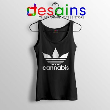 Cheap Tank Top Cannabis Leaf Adidas Funny Parody Black Tank