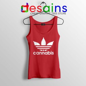Cheap Tank Top Cannabis Leaf Adidas Funny Parody Red Tank