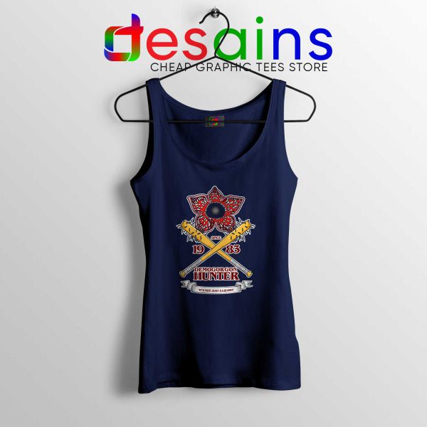 Cheap Tank Top Demogorgon Hunter Stranger Things Season 3 Navy Blue