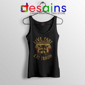 Cheap Tank Top Live Fast Eat Trash Funny Raccoon Black Tank tops